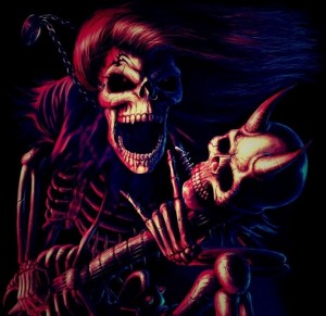 Создать мем: скелет на черном фоне, рок скелет, скелет в огне