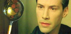 Create meme: Keanu Reeves, matrix spoon