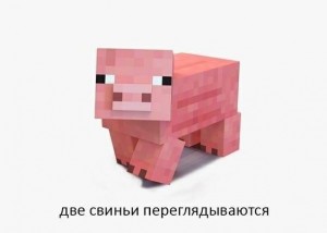 Create meme: pig from minecraft