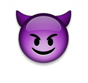 Создать мем: фиолетовый смайлик, дьявол смайлик, эмоджи