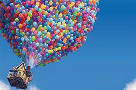 Создать мем: воздушный шар, фон мультик вверх, вверх мультфильм 2009 дом