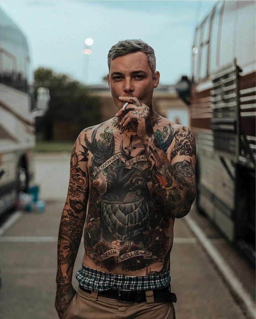 Tattoo Talk The Amity Affliction Vocalist Joel Birch Talks About a Shitty  Star Fan Tattoos and a Jesus Sleeve  V13net