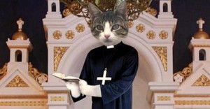 Создать мем: кот священник, кошка, кот католик