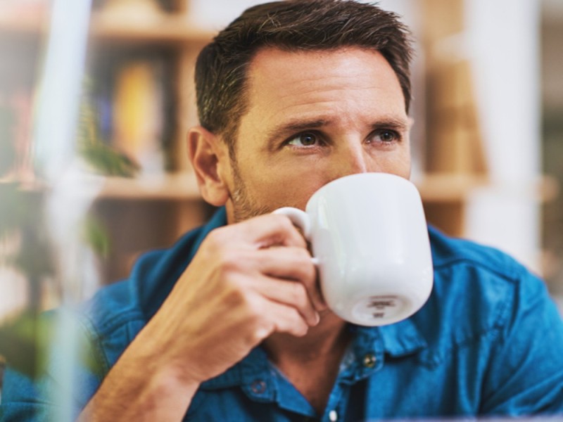 Create meme: a man drinks tea, Dad is drinking tea, a man drinks coffee