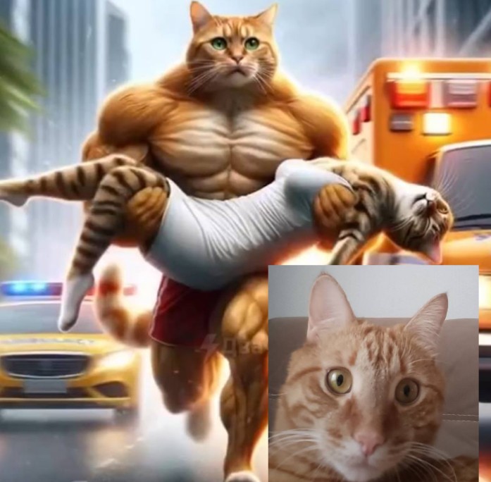 Create meme: the cat is a bodybuilder, pumped cat, pumped up cats