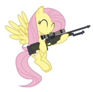 Создать мем: флаттершай пони, my little pony fluttershy, флаттершай с оружием