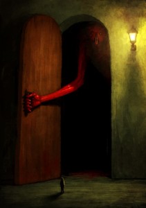 Create meme: creepy monsters in the corridor horror, horror art, fear picture art