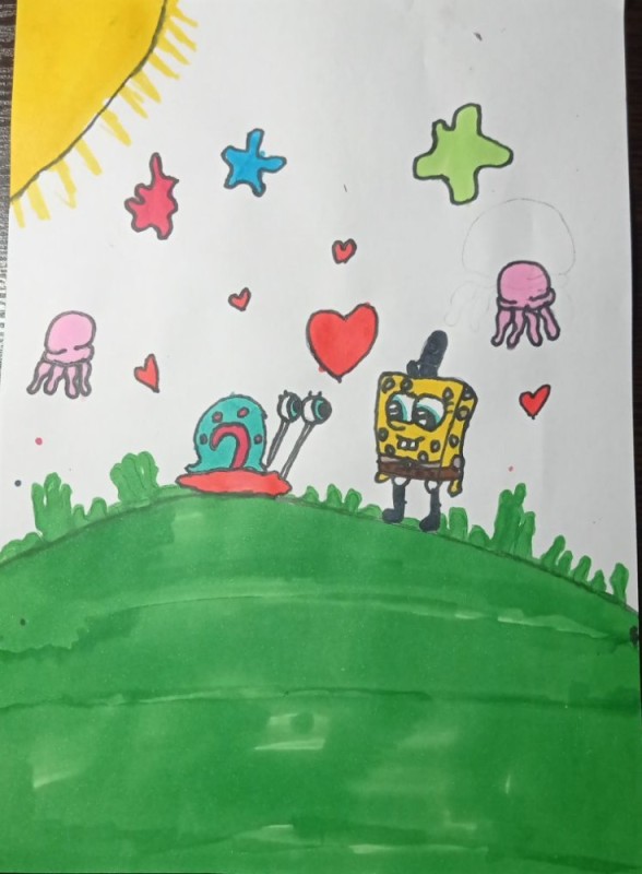 Create meme: children's drawings, spongebob spongebob, drawing contest