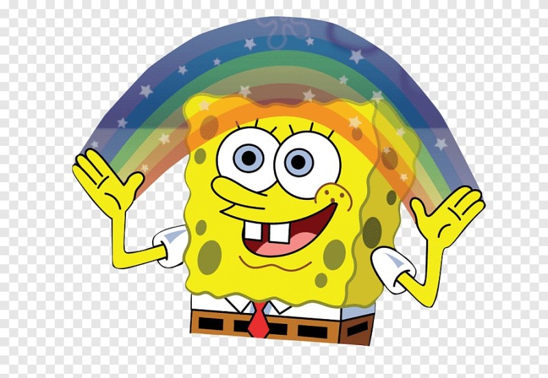 Create meme: spongebob imagination , spongebob and rainbow, spongebob imagination 
