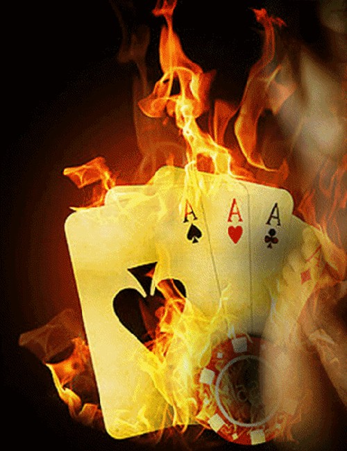 Create meme: card , Aces on fire, playing cards