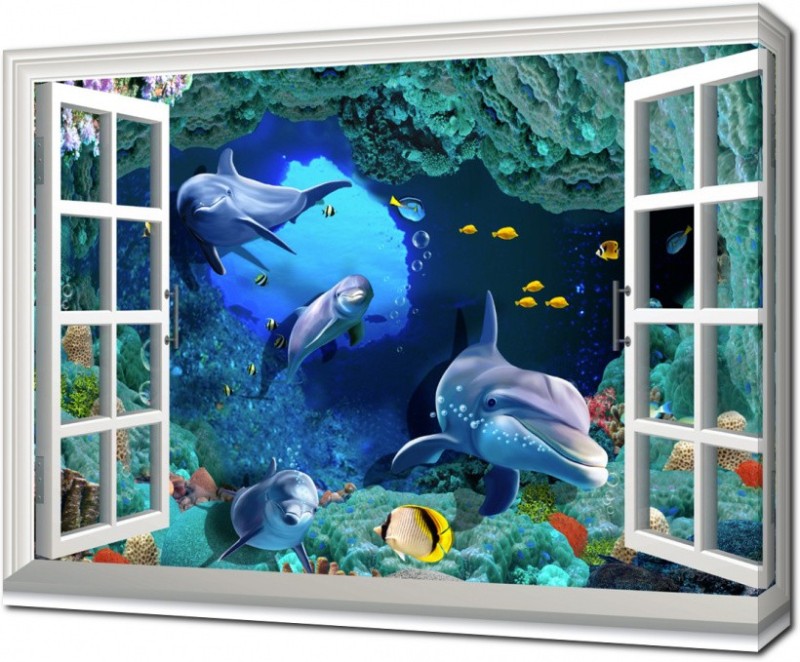 Create meme: underwater landscape, underwater world of dolphins, pictures 