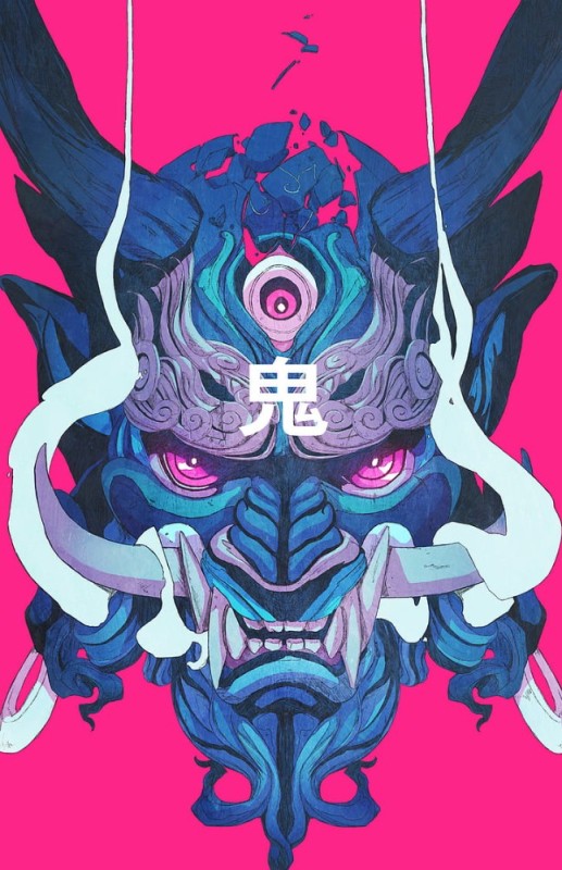 Создать мем: фонк япония самураи, oni демон самурай маска, японский демон