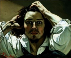 Create meme: "despair. self portrait" by Gustave Courbet, Courbet self portrait the wounded, self-portrait "desperate". Courbet.
