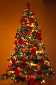 Create meme: decorated Christmas tree, dressed Christmas tree, beautiful Christmas tree