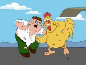 Create meme: family guy cock Ernie, Peter Griffin fights a cock, Peter Griffin vs rooster