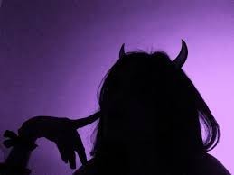 Create meme: shadow of a girl with horns