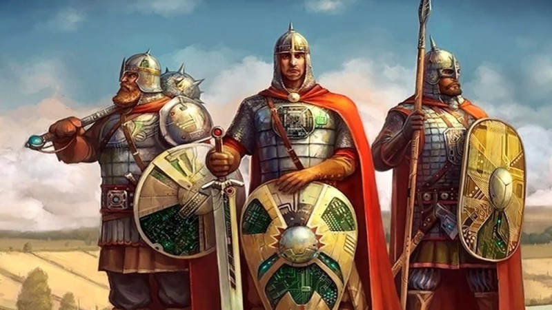 Create meme: the old warrior, Russian warriors, ancient Russian warriors muromets