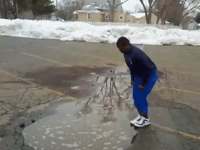 Create meme: jumped into a puddle, a negro in a puddle, jumping through puddles