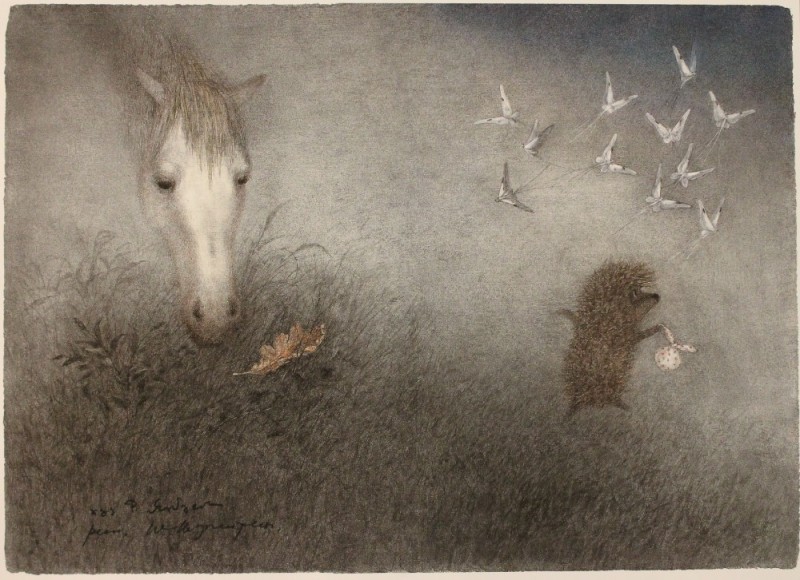 Создать мем: козлов, норштейн: ежик в тумане, лошадка ежик в тумане, ежик в тумане иллюстрации