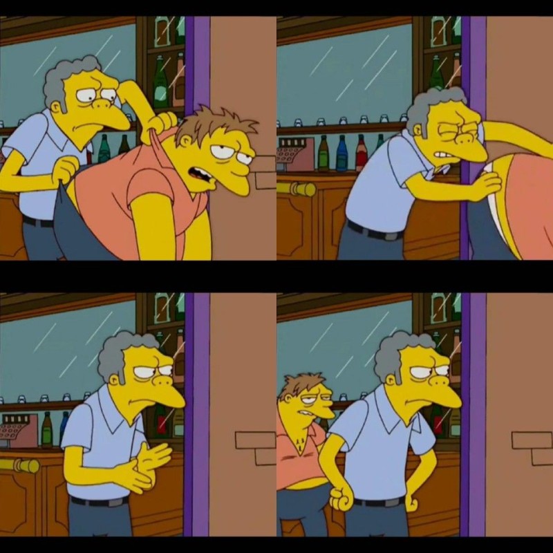 Create meme: the simpsons meme , the simpsons mo, The simpsons meme throws out of the bar