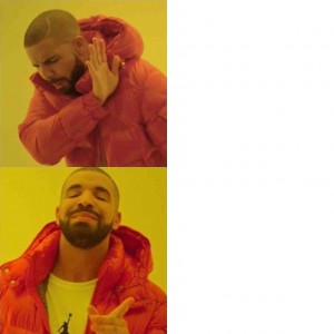Create meme: meme with a black man in the orange jacket, drake meme, memes with Drake pattern