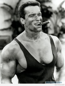 Create meme: fitness bodybuilding, Arnie, Arnold Schwarzenegger with a cigar