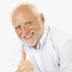 Create meme: smiling grandfather meme, male, happy Harold