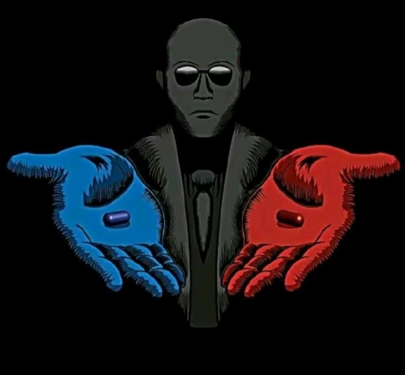Create meme: morpheus red and blue pill, social engineering, morpheus red or blue tablet