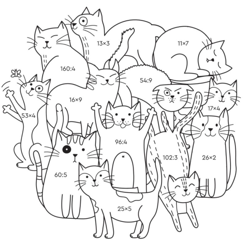 Create meme: coloring a lot of cats, coloring pages with cats, coloring a lot of cats