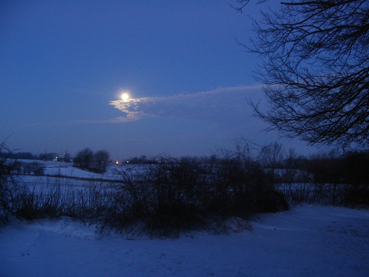 Create meme: the phenomenon of the blue moon, nature , The moon above the houses