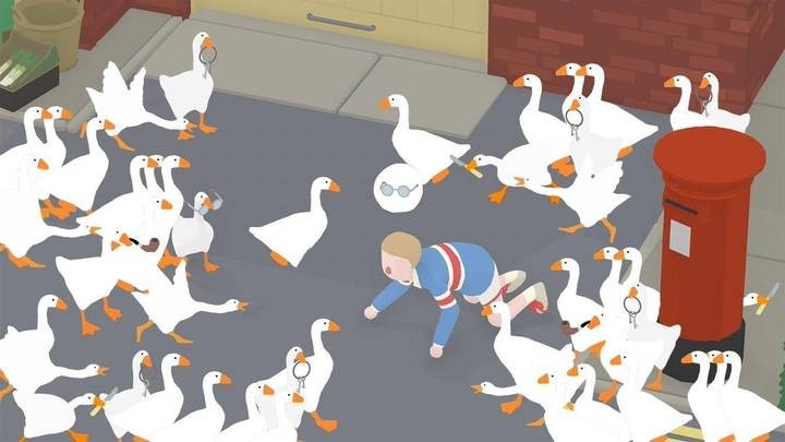 Создать мем: гусь из игры untitled goose, untitled goose game гусь, goose game