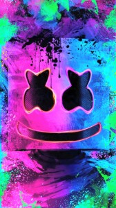 Create meme: dj marshmello, Wallpapers for phone, purple graffiti on a phone