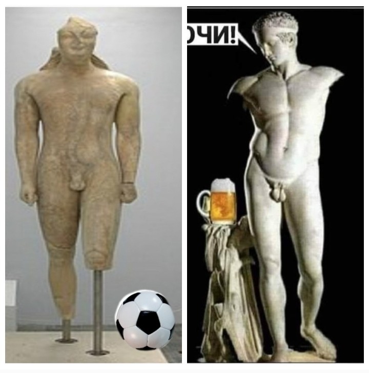 Create meme: Polycletus Doriphorus canon, archaic sculpture, the sculpture of ancient Greece 
