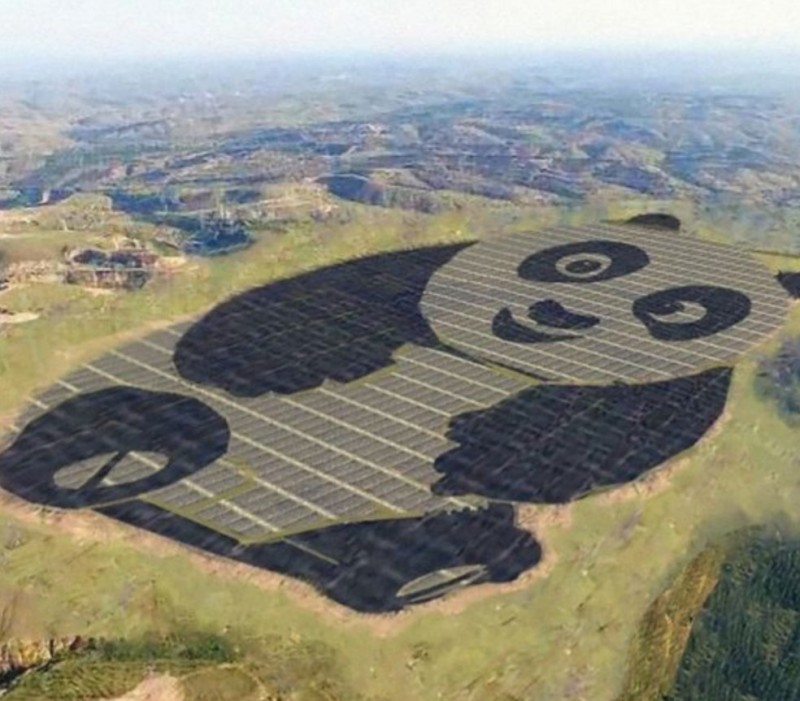 Создать мем: солнечная электростанция в форме панды, солнечная электростанция в виде панды, солнечная электростанция datong, китай
