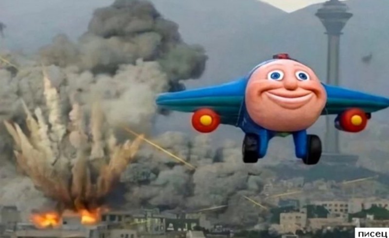 Create meme: Jay Jay the jet plane, airplane jj, the airplane flies away from the explosion