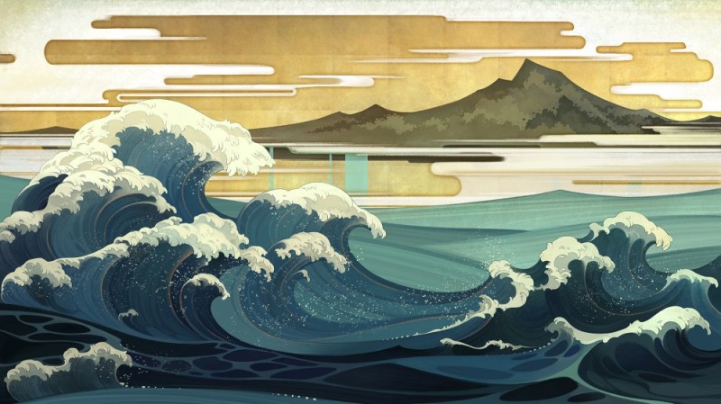 Create meme: katsushika hokusai big wave, Japanese waves, katsushika hokusai