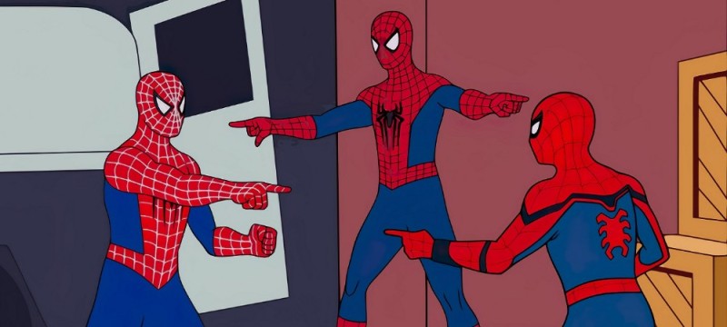 Создать мем: человек паук мемы, мем два человека паука, мем 2 человека паука
