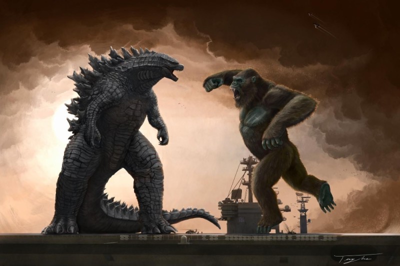 Create meme: godzilla and king Kong, Godzilla vs king Kong, godzilla vs king kong