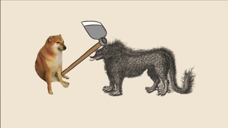 Create meme: dog with a bat, dog , Gevodan