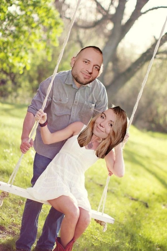 Create meme: lovers on a swing, photo shoot on a swing, wedding photo shoot