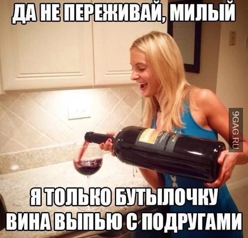 Создать мем: мемы с вином, девушка с бутылкой вина, большой бокал вина