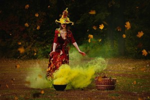 Create meme: Mabon girl, photo session with the torch, witch