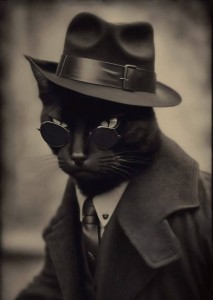 Создать мем: мистер кот, кот детектив, кот в смокинге