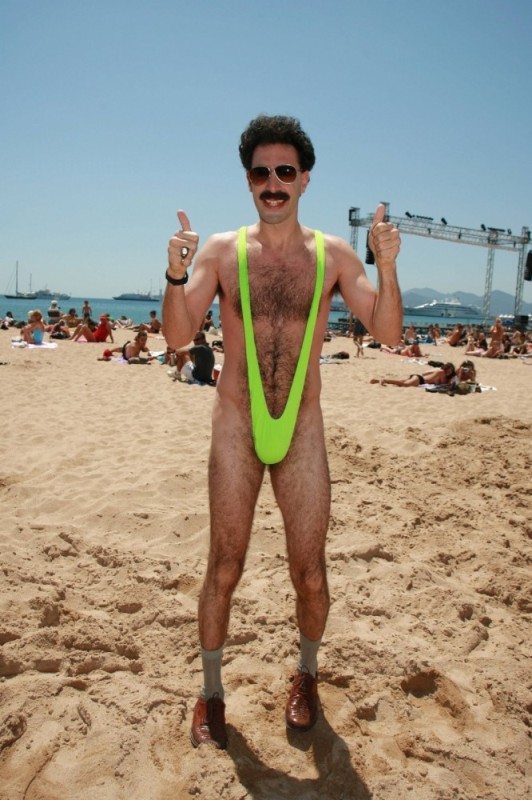 Create meme: Sacha Baron Cohen Borat , funny swimsuit for men, Borat nraitsa