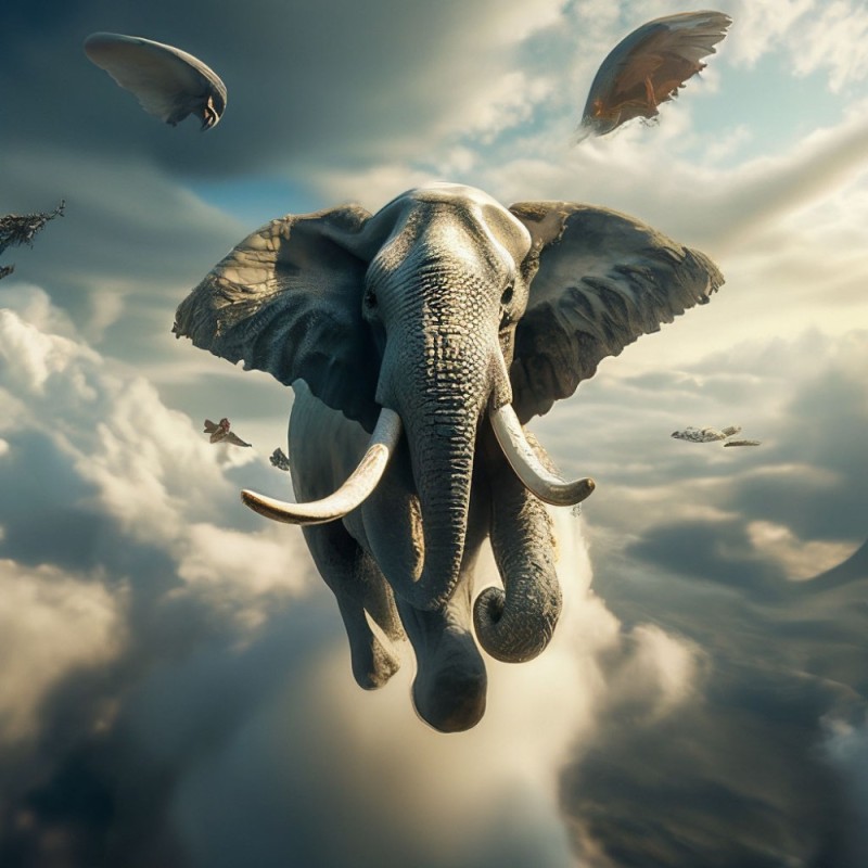 Create meme: elephant , Dumbo the flying elephant, The flying elephant