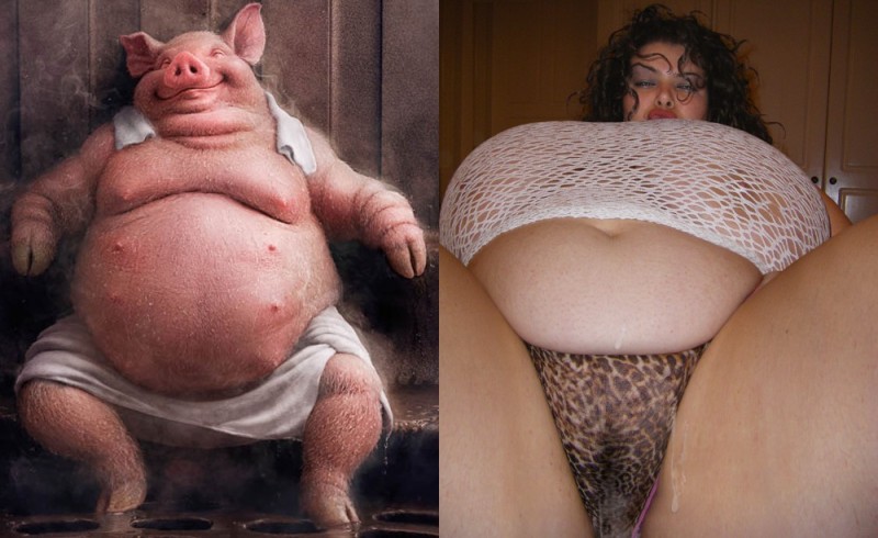 Create meme: funny pigs, creative pig, the woman is a pig