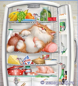 Создать мем: картина на холодильник, день холодильника, кот в холодильнике