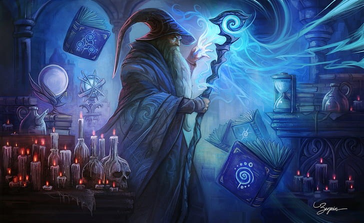 Create meme: Archmage Warlock art, magic fantasy, The wizard of art