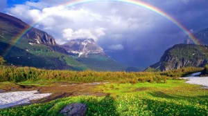 Создать мем: rainbow, горы, радуга в горах