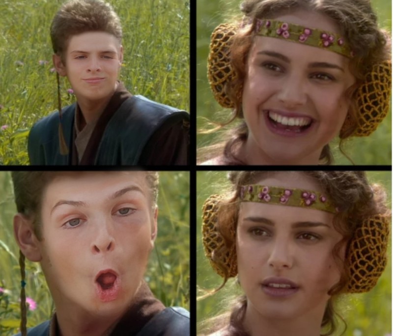 Create meme: Anakin and Padme on a picnic, Star wars Anakin and Padme, anakin and padme meme